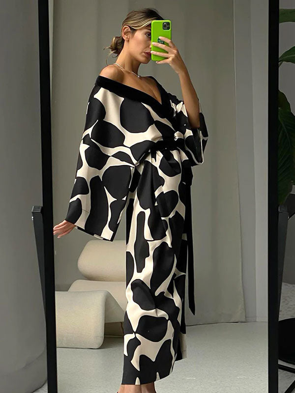 Longue Robe de Chambre Élégante "Perle Matinale"