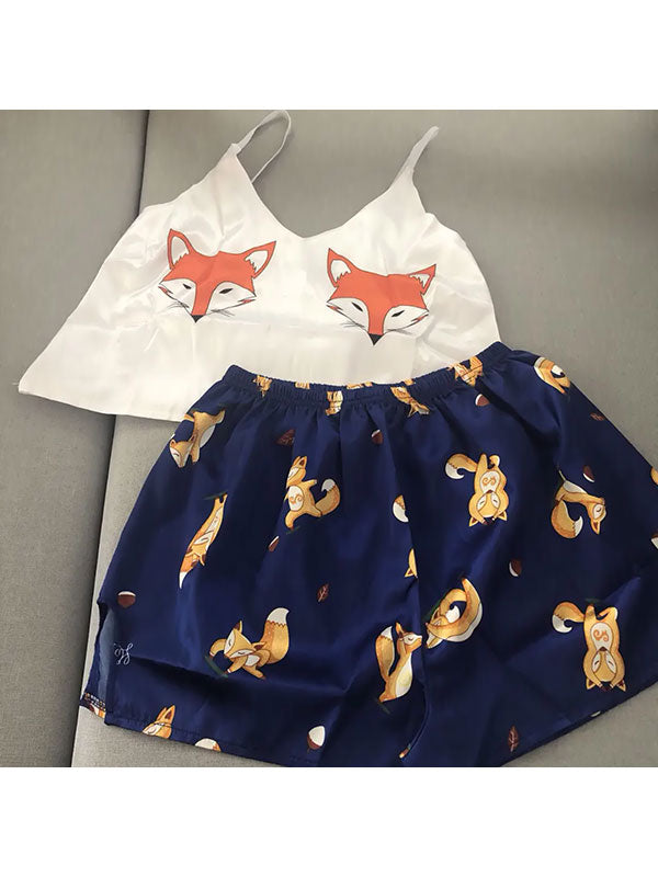 Mini Short Pyjama Pour En Satin "Renard" | Pyjama Shop