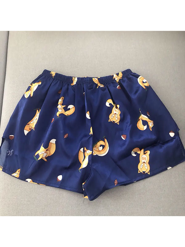 Mini Short Pyjama Pour En Satin "Renard" | Pyjama Shop