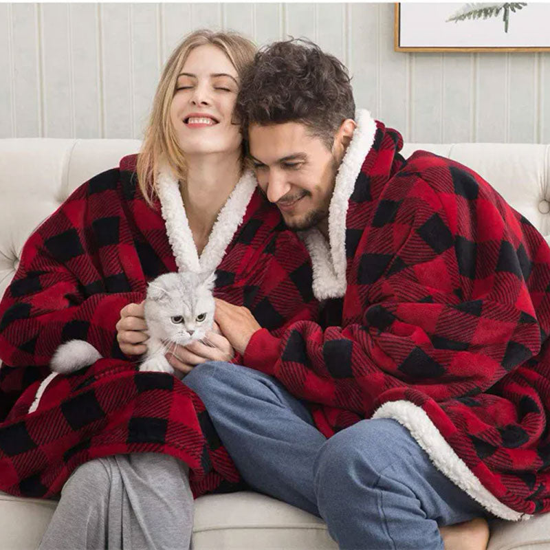 Pull Plaid Motif Carreaux à Capuche