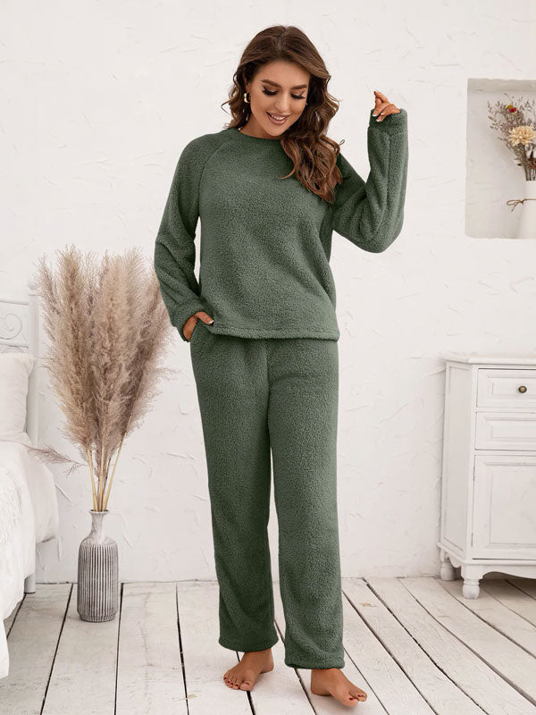 Pyjama Chaud Pour Femme en Flanelle Vert Sauge "Eden Polaire"