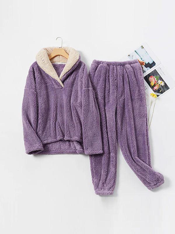 Pyjama En Polaire Violet Pour Femme "Flocon de Douceur" | Pyjama Shop