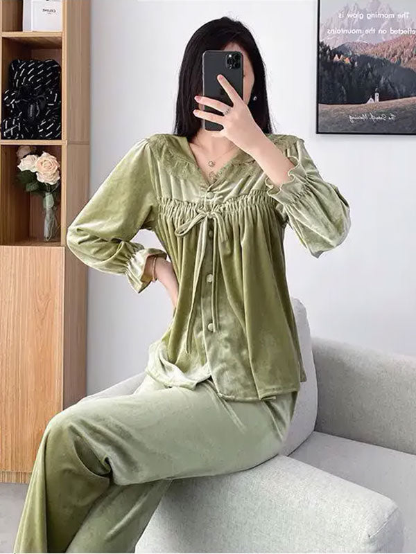 Pyjama Pour Femme En Velours "Frisson de Jade" | Pyjama Shop