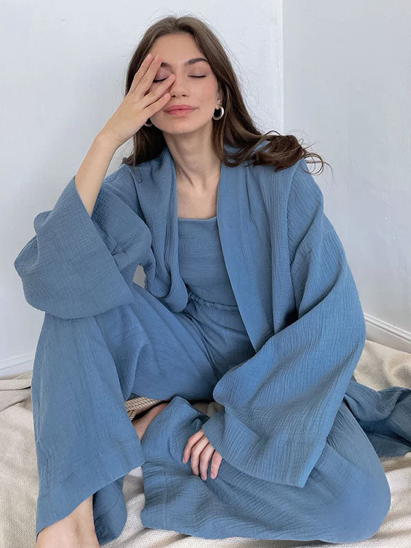 Pyjama Kimono Bleu Pour Femme "Murmure d'Océan" | Pyjama Shop