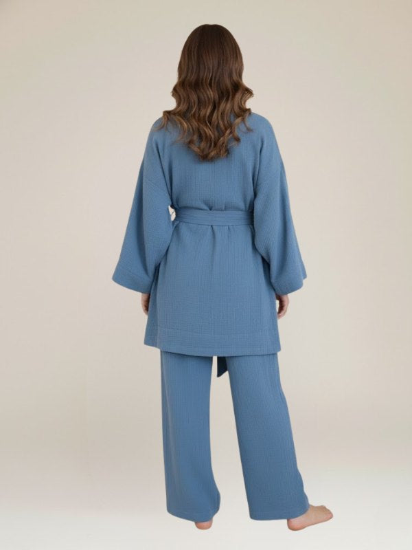 Pyjama Kimono Bleu Pour Femme "Murmure d'Océan" | Pyjama Shop