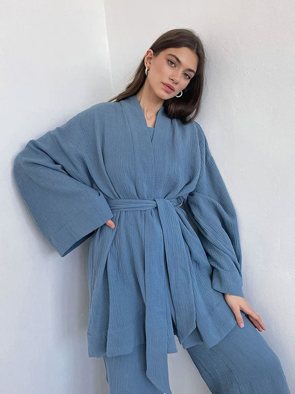 Pyjama Kimono Bleu Pour Femme "Murmure d'Océan" | Pyjama Shop