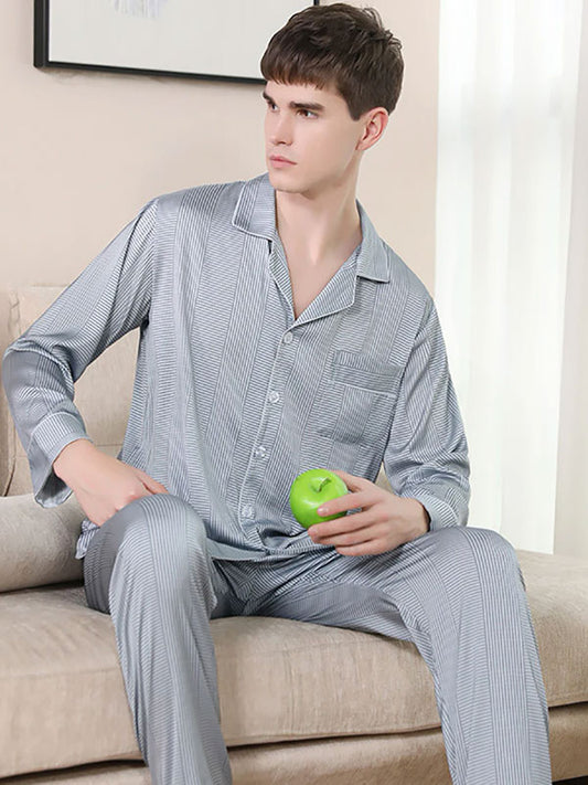 Pyjama Long Pour Homme En Satin "Refuge Matinal" | Pyjama Shop