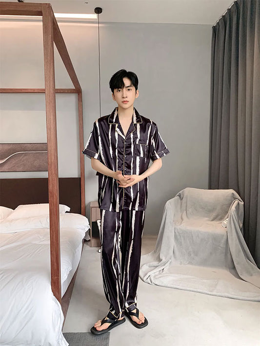 Pyjama Original Pour Homme En Satin "Horizon Nocturne" | Pyjama Shop