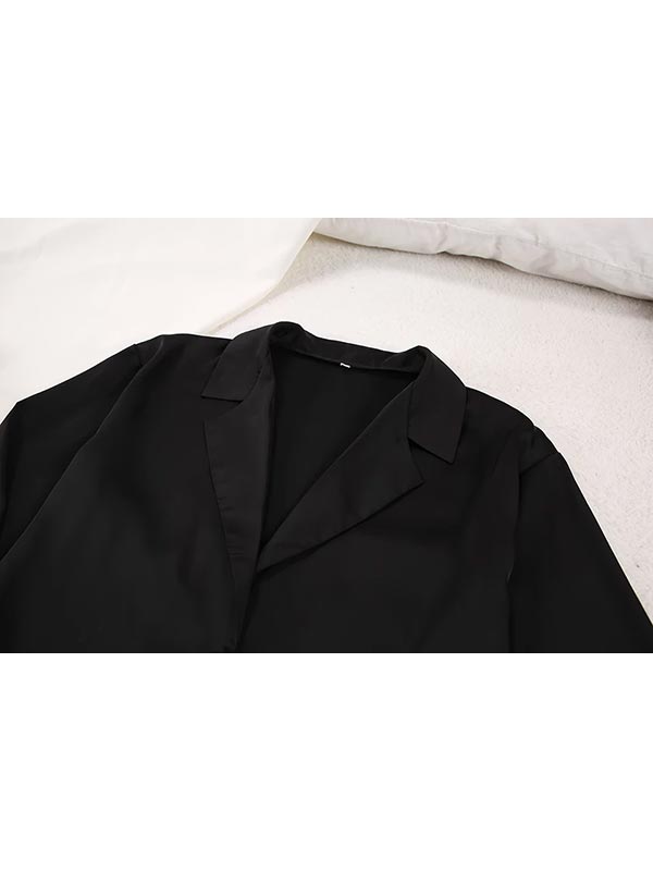 Pyjama Satin Noir Femme | Pyjama Shop
