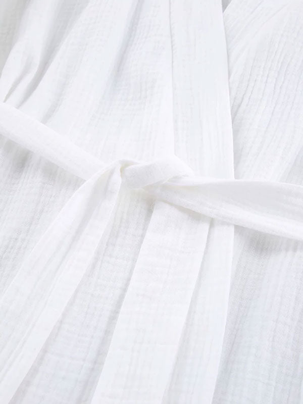 Robe de Chambre En Coton Blanc Pour Femme "Nid Douillet" | Pyjama Shop
