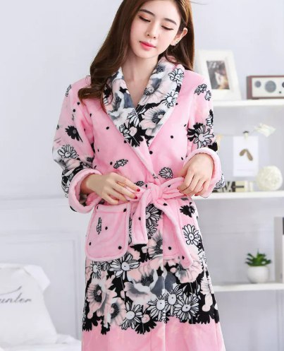 Robe de Chambre Polaire Femme "Floral Violet" | Pyjama Shop