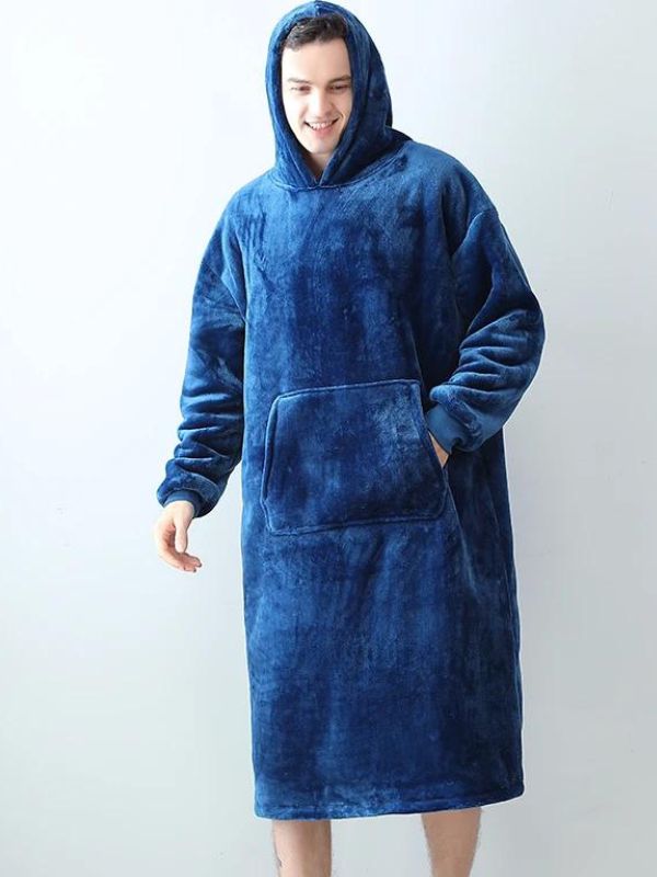 Pyjama Combinaison Homme En Flanelle Polaire - Sweat à Capuche 2 En 1 Surdimensionné - Tenue Portable Intégrale Pour Rester Au Chaud