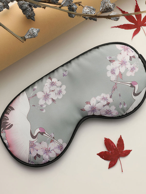 Masque de Sommeil imprimé "Grue Orientale" | Pyjama Shop