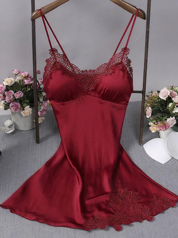 Dentelle Nuisette Rouge Nuisette Femme Soie Nuisette En Satin Push