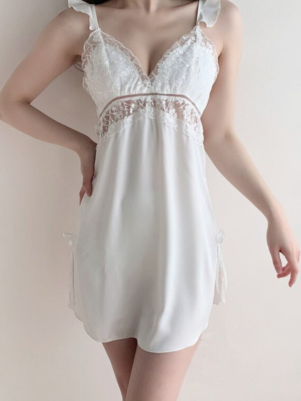Nuisette dentelle fronde "Blanche" | Pyjama Shop™