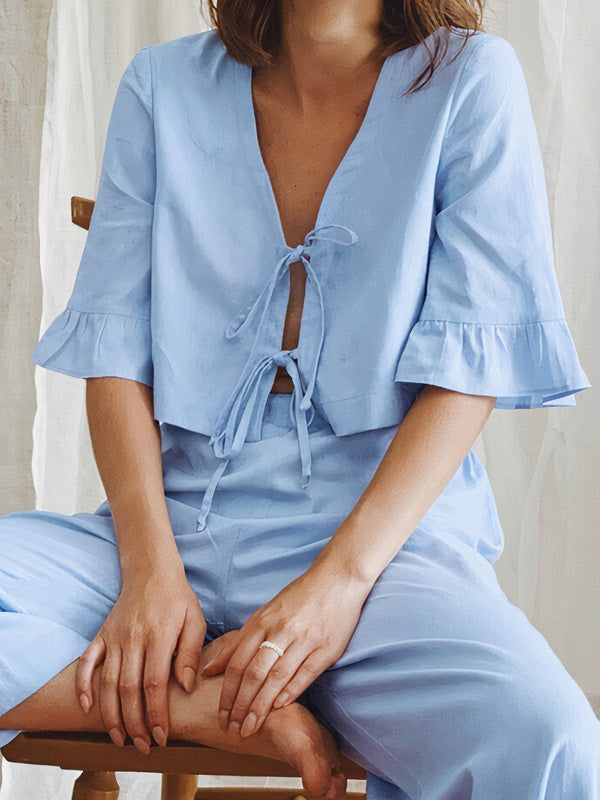 Pyjama en Gaze de Coton "Bleu Ciel" | Pyjama Shop