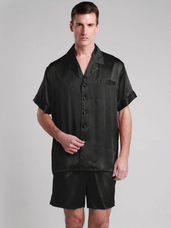 Pyjashort en Soie Luxueuse Classique pour Homme "Noir" | Pyjama Shop