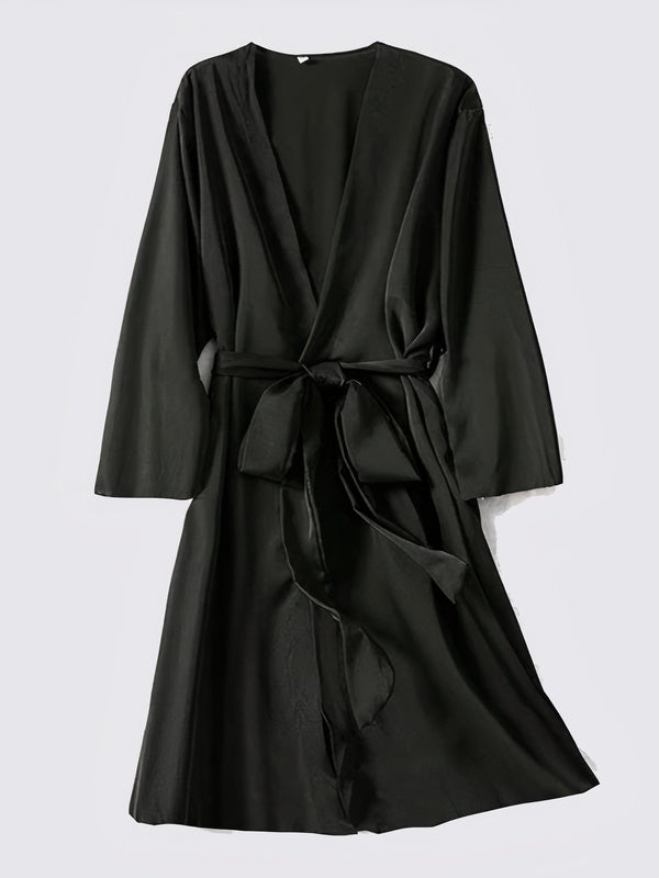 Robe de Chambre en Satin pour Femme "Kimono Noir" | Pyjama Shop