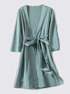 Robe de Chambre en Satin pour Femme &quot;Kimono Bleu Ciel&quot; | Pyjama Shop