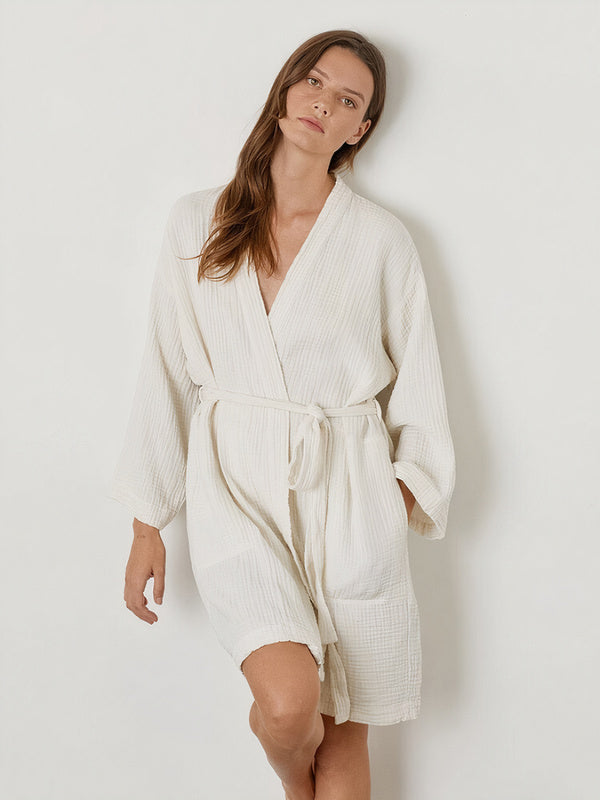 Robe de Chambre Femme Hiver en Coton "Blanc" | Pyjama Shop