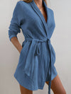 Robe de Chambre Femme Longue en Maille Gaufrée &quot;Bleu Pétrole&quot; | Pyjama Shop