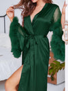 Robe de Chambre Élégante à Plumes &quot;Vert&quot; | Pyjama Shop