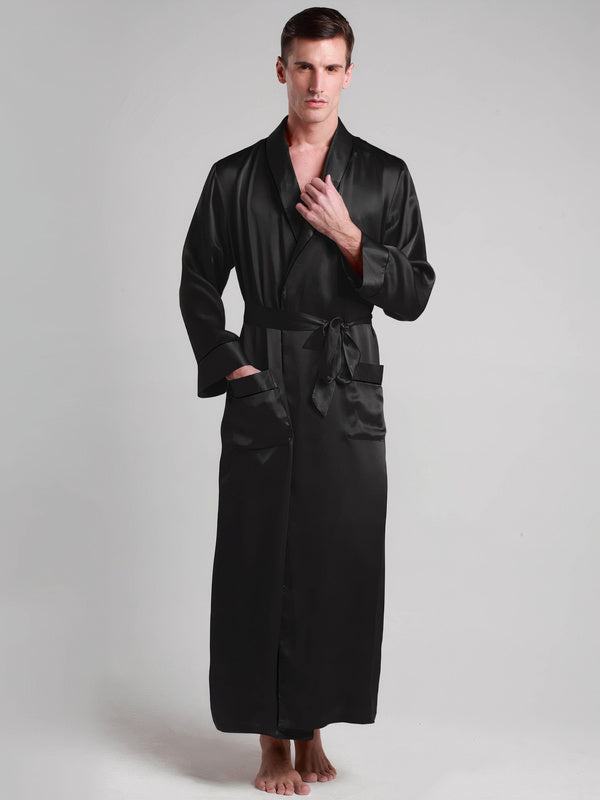 Pyjama Satin Noir Homme Robe De Chambre En Soie Pour Homme