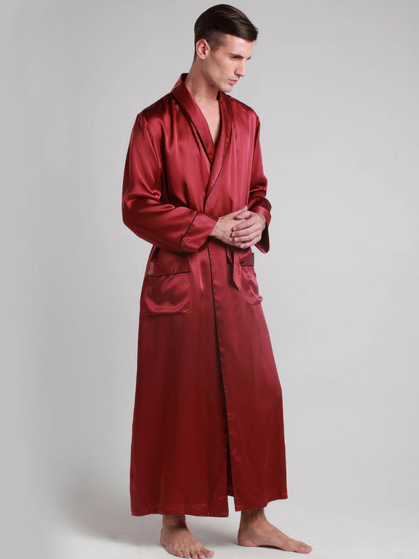 Robe de Chambre en Soie pour Homme Longueur Classique "Rouge" | Pyjama Shop