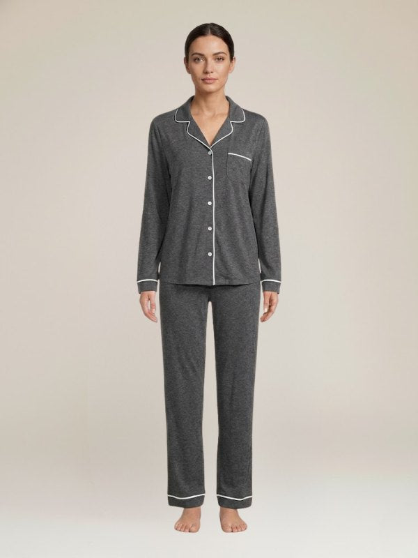 Chemise Pyjama Grise Pour Femme "Harmonie Nocturne" | Pyjama Shop
