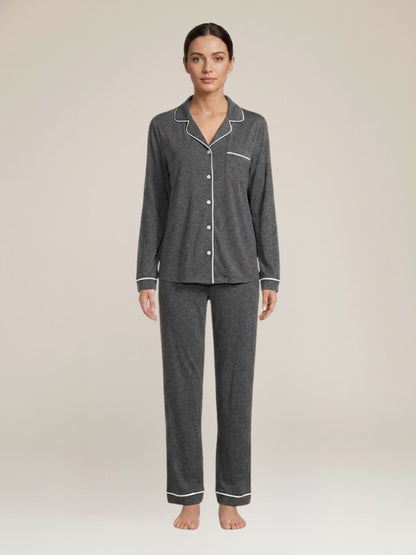 Chemise Pyjama Grise Pour Femme "Harmonie Nocturne" | Pyjama Shop