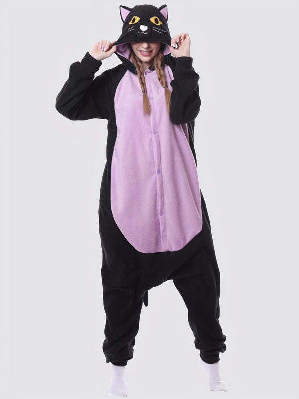 Combinaison Pyjama Pour Femme "Chat Nocturne Violet" | Pyjama Shop