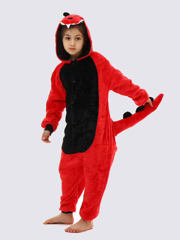 Combinaison Pyjama Pour Fille "Dinosaure Rouge" | Pyjama Shop