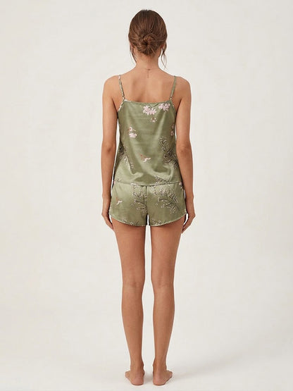 Ensemble Pyjama En Satin "Sauge Fleurie" | Pyjama Shop​