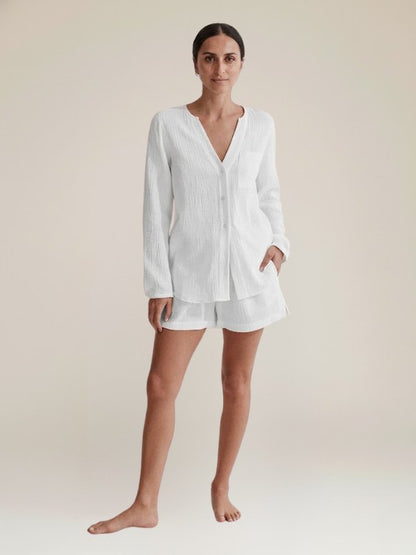 Ensemble Pyjama Short Blanc Pour Femme "Douceur de Brume"  | Pyjama Shop