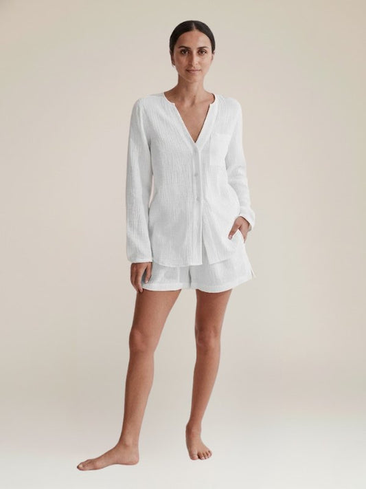 Ensemble Pyjama Short Blanc Pour Femme "Douceur de Brume"  | Pyjama Shop