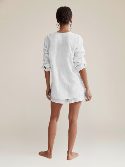 Ensemble Pyjama Short Blanc Pour Femme "Douceur de Brume"  | Pyjama Shop