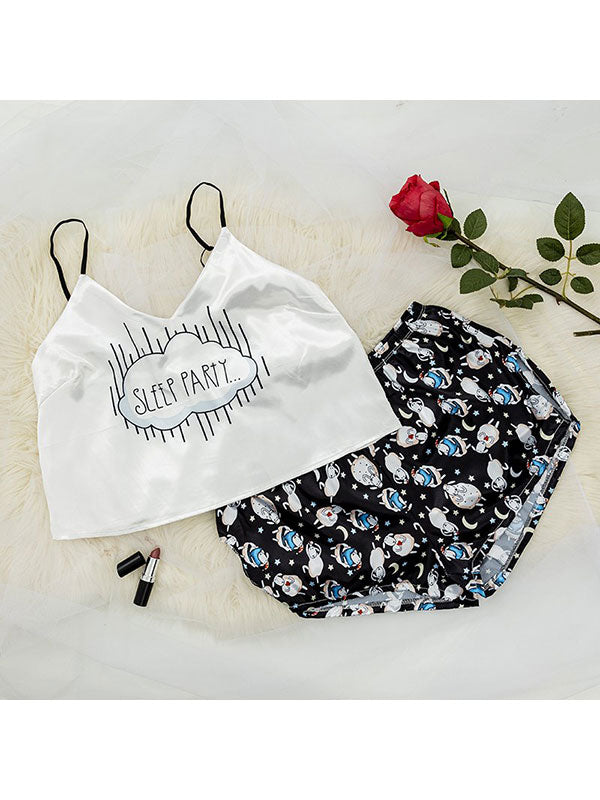 Pyjama Mini Short Pour Femme En Satin "Sleep Party" | Pyjama Shop