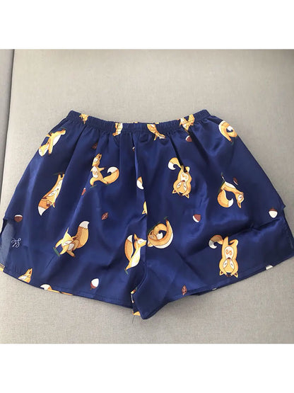 Mini Short Pyjama Pour En Satin "Renard" | Pyjama Shop