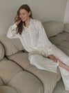Pyjama Blanc Pour Femme En Satin &quot;Reflet de Minuit&quot;