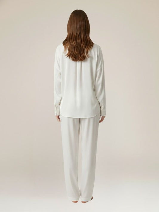 Pyjama Blanc Pour Femme En Satin "Reflet de Minuit" | Pyjama Shop