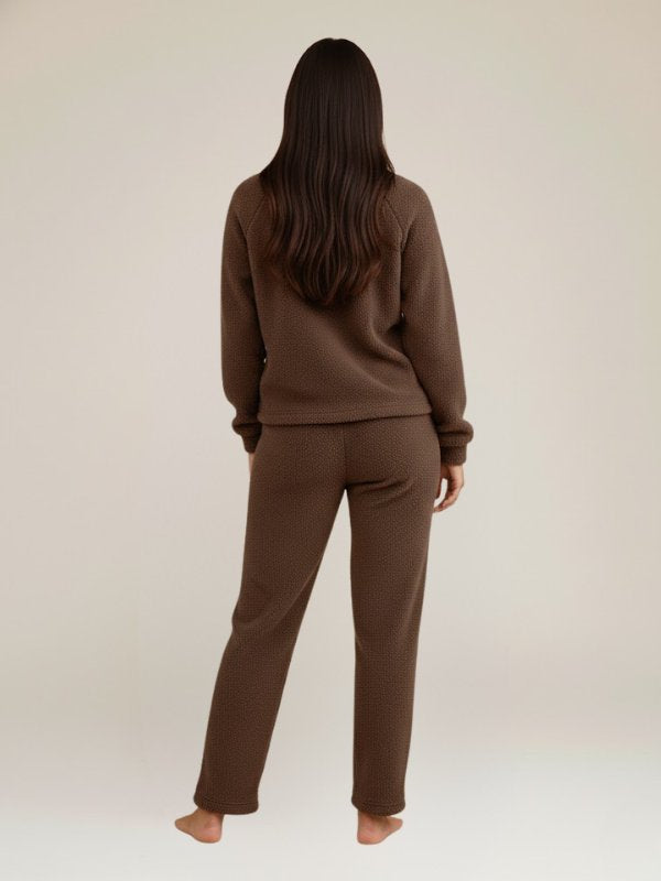 Pyjama d'Hiver Chaud en Flanelle Pour Femme Marron "Eden Polaire" | Pyjama Shop