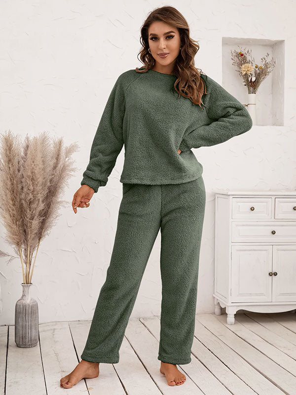 Pyjama Chaud Pour Femme en Flanelle Vert Sauge "Eden Polaire"