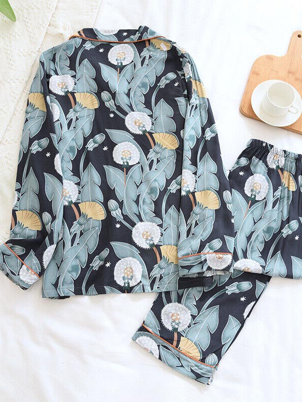 Pyjama Femme Hiver 2 Pièces Coton élasthanne | Manches Longues, Col V, Poches, Taille Réglable – Confort Nuit