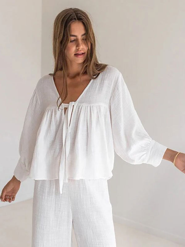 Pyjama en Gaze de Coton "Blanc" | Pyjama Shop