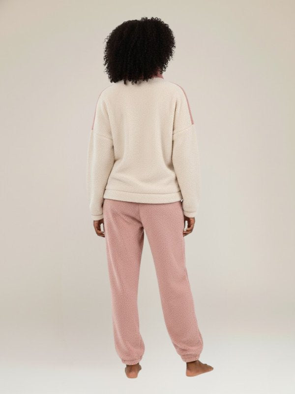 Pyjama En Polaire Pour Femme Crème et Rose "Flocon de Douceur" | Pyjama Shop