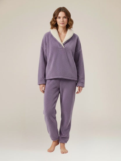 Pyjama En Polaire Violet Pour Femme "Flocon de Douceur" | Pyjama Shop