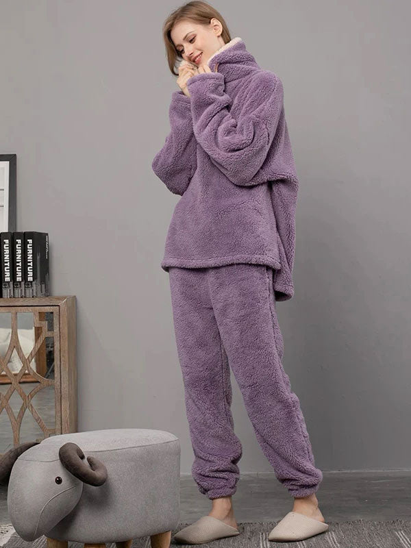 Pyjama En Polaire Violet Pour Femme "Flocon de Douceur" | Pyjama Shop