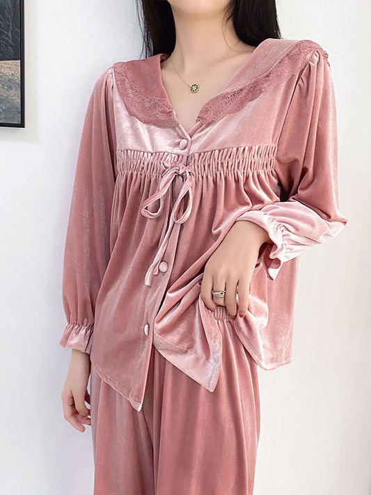 Pyjama En Velours Rose Pour Femme "Caresse d'Étoile" | Pyjama Shop