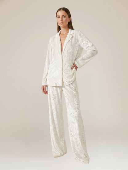 Pyjama En Velours Blanc Pour Femme "Étreinte de Velours" | Pyjama Shop