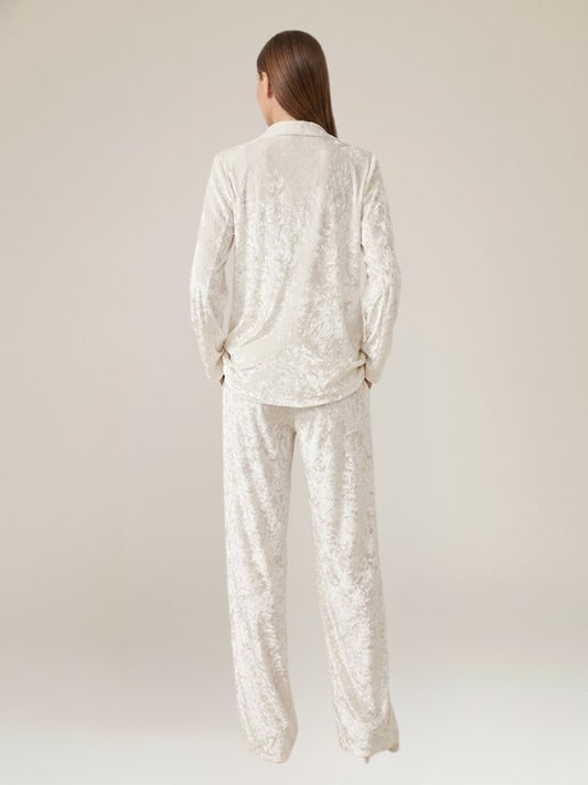 Pyjama En Velours Blanc Pour Femme "Étreinte de Velours" | Pyjama Shop